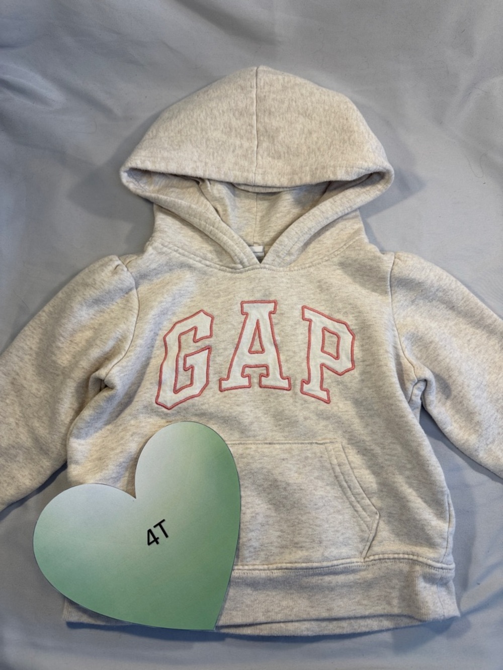 GAP Kids - Light Gray Hoodie with Pink Logo